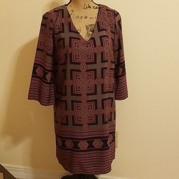 C Luce Cranberry & black sheath dress size small - Picture 1 of 4